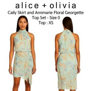 Alice + Olivia Caily Skirt & Annmarie Floral Georgette Top Set  0 Skirt / XS Top